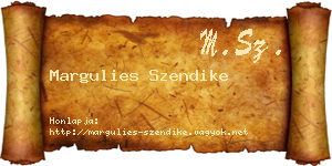 Margulies Szendike névjegykártya